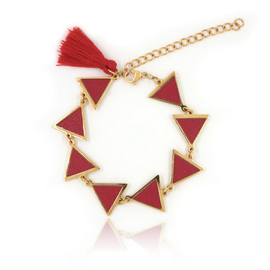 Pulsera con aplique en cuero rojo